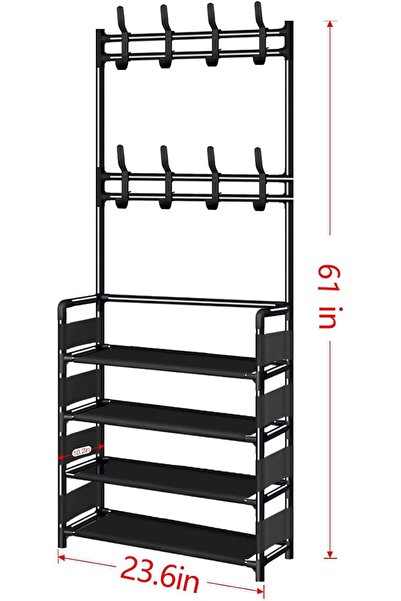 GENERAL Coat Rack with Shoe Storage - Hall Tree |Metal Shoe Rack Coat Rack Co...