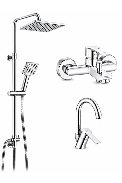 AR E.C.A Lite Bathroom + Swan Spout Sink Faucet + Dicle Sprinkler Shower Colu...