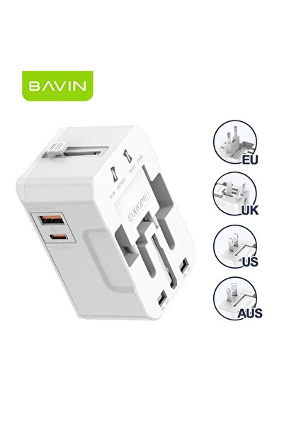 Bavin محول سفر عالمي PC2111، شاحن سريع بقوة 20 واط (منافذ USB-A وType-C وتقني...