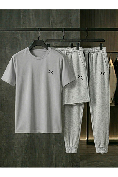 CLOTHES33 تي شيرت وشورت رياضي، طقم من 3 قطع، رقيق، صيفي، مقاوم للعرق، مطبوع، ...