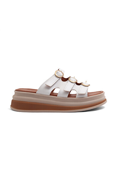 Mamito Ayakkabı Smh 335 Gold Buckle Detailed High-Sole Slippers