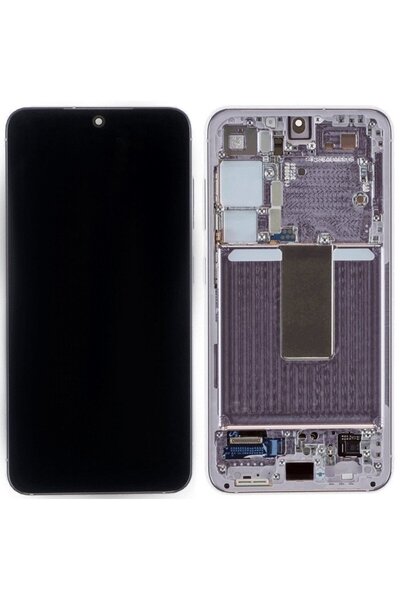 Samsung Γνήσια Οθόνη Και Μηχανισμός Αφής Με Πλαίσιο Μωβ Galaxy S23 S911 (Serv...