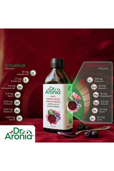 Dr.Aronia Premium Aronya Konsantresi 150 ml (10 Porsiyon) - %100 Soğuk Sıkım Aronia