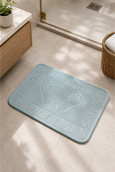HEDYONE Bath Mat Non-Slip Sole Footprint Patterned Soft Bath Rug Water Absorb...