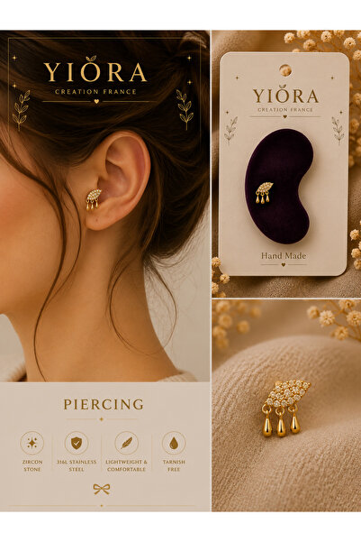 yiora Jewellry Taşlı Sallantılı Paslanmaz Kararmaz Cerrahi Çelik Zirkon Taşlı...