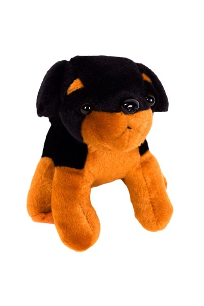 OEM Câine de pluș Rotweiler 13cm - Maro și Negru, Animal de pluș moale pentru...