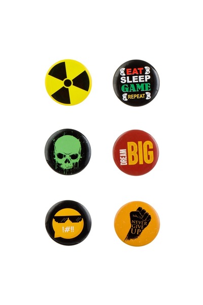 OEM 6 insigne metalice pentru băieți, 4,4 cm - Modele cu craniu, pumn și altele