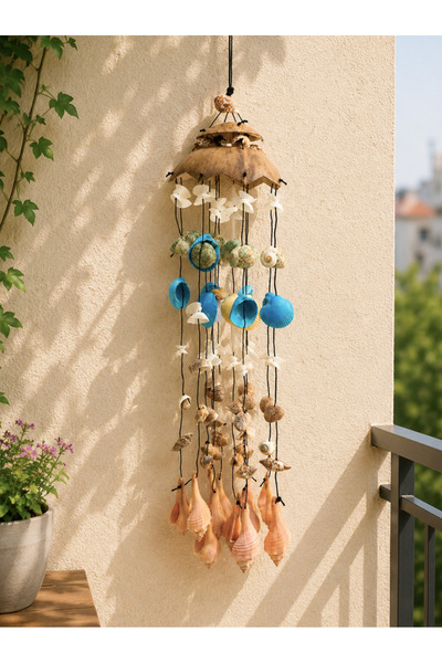 Mihristore Coconat Deniz Kabuğu Rüzgar Çanı Deniz Kabuğu Balkon Süsü Duvar Sü...