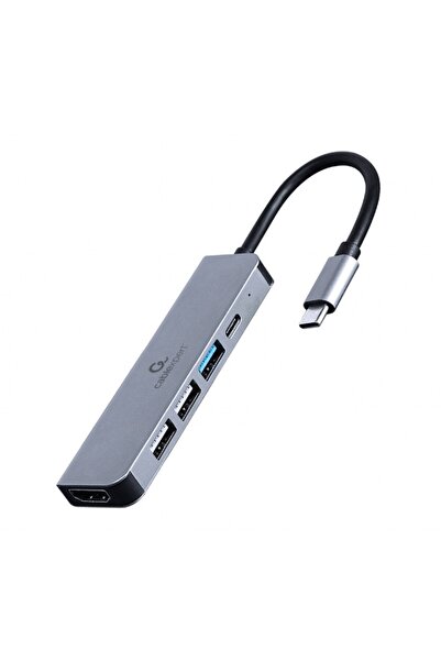 Gembird Hub 5 in 1, UCB-C, USB 3.1, 5 porturi, gri