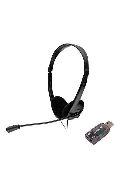 Spacer Căști SPK-223-USB cu microfon pe braț negru