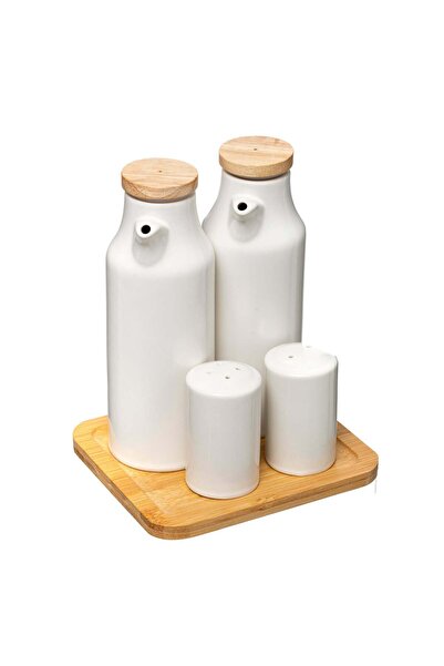 FİVE Set ceramic pentru ulei/oțet/piper, Alb - Ceramică