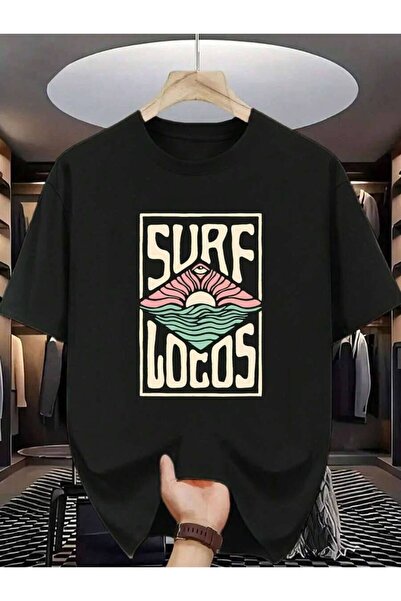 LİNA06 Men'S T-Shirt Featuring Surfing Theme - 'SURF LOCOS' In Striking Lette...