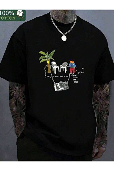 NOURAM 180G, Cotton T-Shirt, Puerto Rico Frog Camera Men'S Pattern Printed T-...