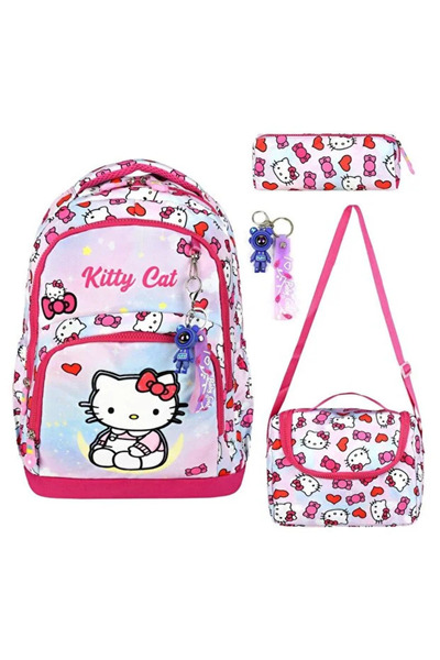 ATHLETIC Kitten Patterned Triple Children's Primary School School Bag Set (Ba...