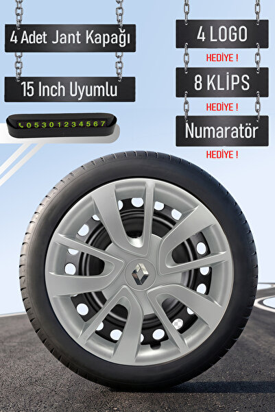 Routicar Renault Jant Kapağı Seti 4 Adet 15" inç Gri ( Clio 4 5 Symbol Megane...