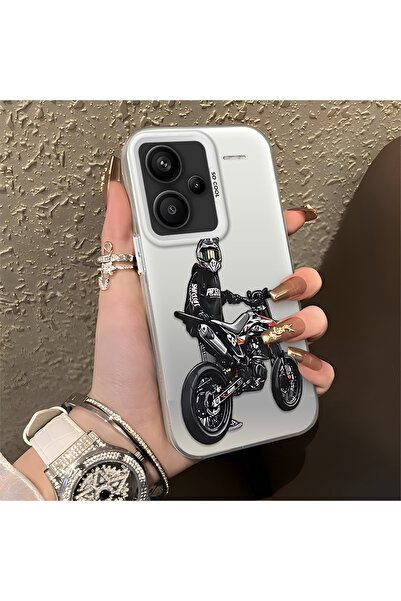 CHICASELUX Redmi Note 13 Pro Plus+ 5G Uyumlu Kasklı motosikletçi çizimi basıl...