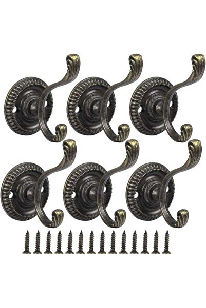 STARSTAR 6-piece vintage hook set, retro wall-mounted coat rack, metal door h...