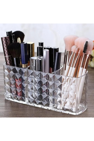 STARSTAR Acrylic storage box - 3 crystal compartments - 18 x 6 x 8 cm