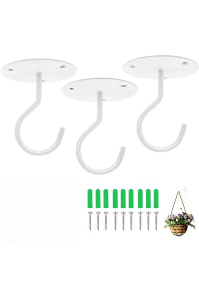 STARSTAR 4 hooks, Sturdy metal design, Balcony flower basket hooks, Plant han...