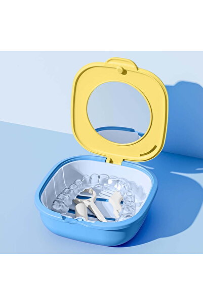 STARSTAR Braces retainer storage box with lid, mirror, airtight dustproof tra...
