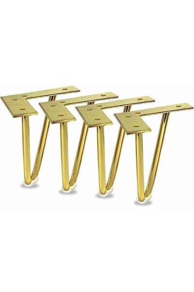 STARSTAR A set of 4 gold-plated metal furniture legs, 15.2 cm long – polished...