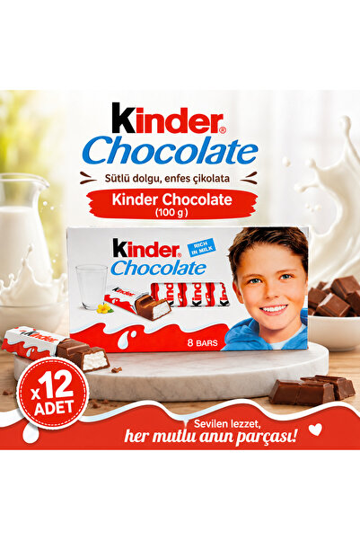 Kinder Sütlü Çikolata 100 g x12 Adet