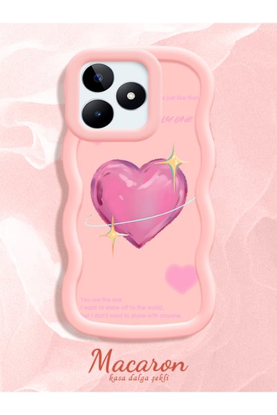 CHICASELUX Realme C51/C53 Compatible Silicone Phone Case with Sweet Pink Hear...