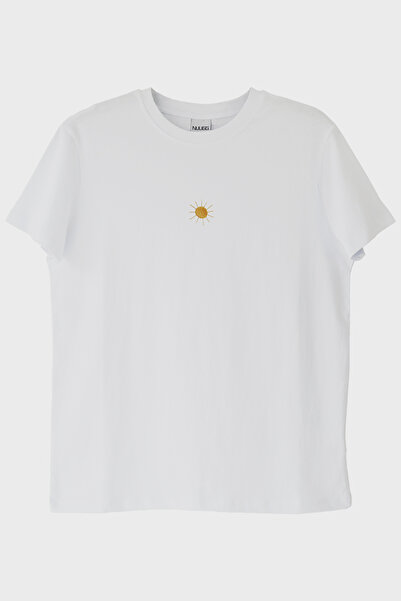 lofux Sun Pattern Embroidery T-Shirt - Valentine's Day Couple T-Shirts