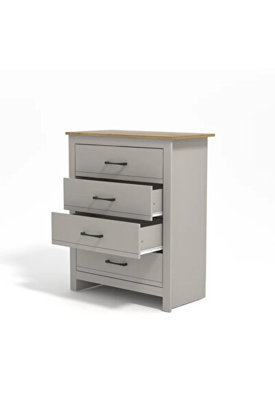 OEM Galano Comodă 4 Sertare Design Modern Gri Blat Culoarea Lemnului 79x95x39 cm