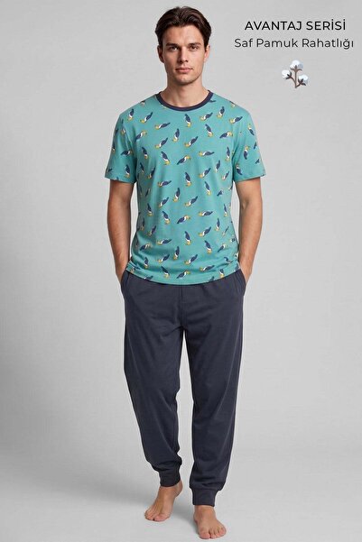 Aytuğ&Mısırlı Costum de pijama pentru bărbați, din bumbac, cu imprimeu animal...