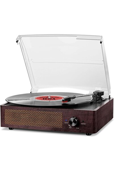 Dotail Placă turnantă portabilă, Bluetooth, 3 viteze (33/45/78 RPM), intrare ...