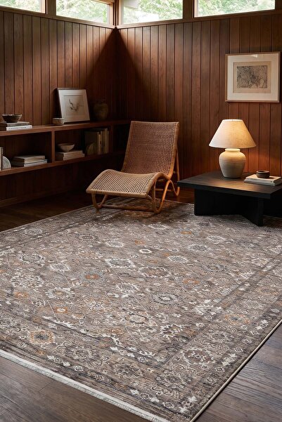HalınıAl Dekorenti Otantik 2606 Gri Halı Etnik Desenli Vintage Halı