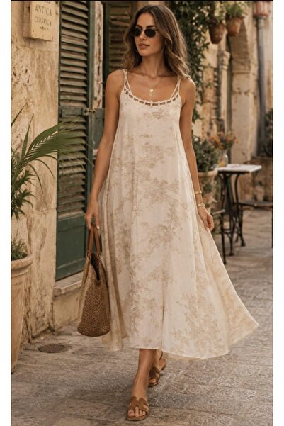 Minası Butik SAKURA RAHAT ELBİSE EKRU
