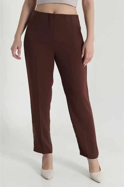 VıoShıne Ženske pantalone od krep materijala visokog struka sa ukrasnim šavovima