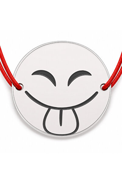 Simoshop Brățară argint 925 cu bănuț emoji, șnur reglabil — cadou simbolic