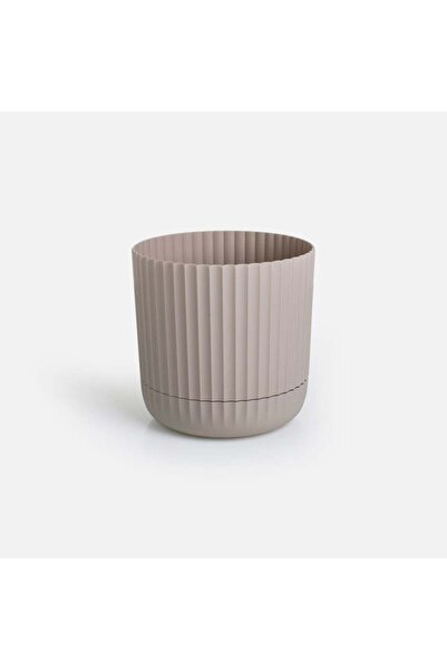 BAMI NETWORK Ghiveci flori rotund cu farfurie plastic bej 13x13cm 1,3L