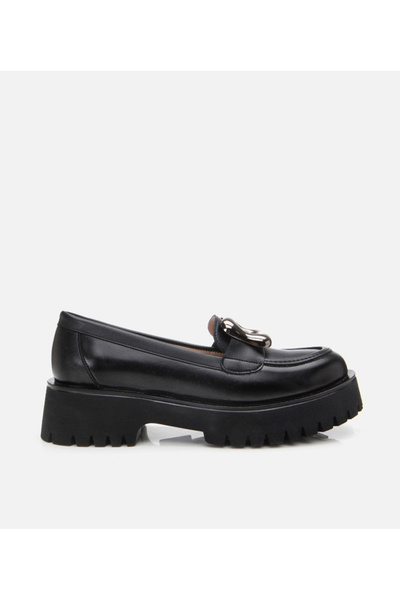 Hotiç Kadın Siyah Tokalı Günlük Loafer