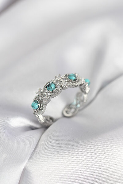 DMR Elegance Blue Stone Silver Color Vintage Women's Ring