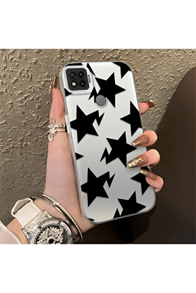 PATTERNOVA Redmi 9C/10A Uyumlu Moda siyah yıldız kılıf, silikon yapı, uzun öm...