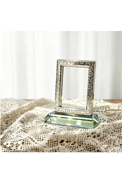 ARIANA Premium Metal Picture Frame with Acrylic Base, Vintage Floral Hollow P...