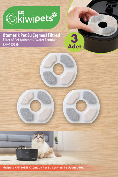 Tiny Kiwipets KPF-10555F Otomatik Pet Su Çeşmesi Yedek Filtresi 3’lü Paket | ...