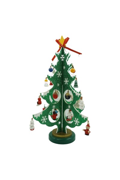 Rao Decoratiune Craciun, Brad, Verde/alb, 8 Cavitati cu Ornamente, 18.5 Cm X ...