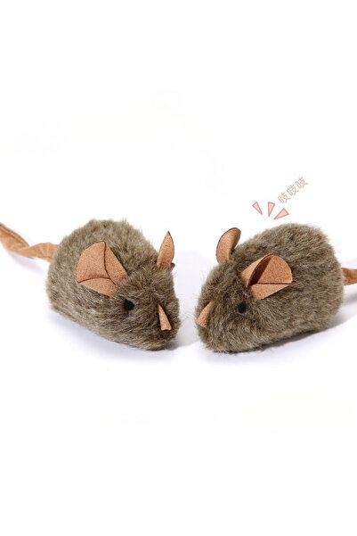Choice 2Pcs Grey Smart Induction Squeaky Mouse Plush Toy - Sound-Activated Se...