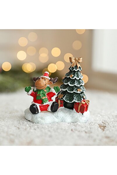 Rao Ornament de Craciun din Rasina pentru Decor, Model Ren cu Brad, 6.5 X 6.5...