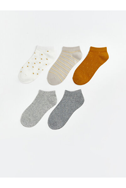 LC Waikiki Rmz Gi̇yi̇m Farkiyla Embroidered Women's Booties Socks 5-Pack