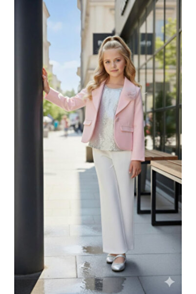 Pixina Girls' 3-piece set – – Jacket with shiny sweater and wide-leg pants – ...