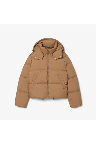 Lacoste Kadın Regular Fit Kapüşonlu Kahverengi Mont