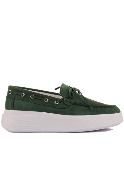 SailLakers Sail Lakers - Green Suede Leather Lace-Up Women's Casual Shoes 104...