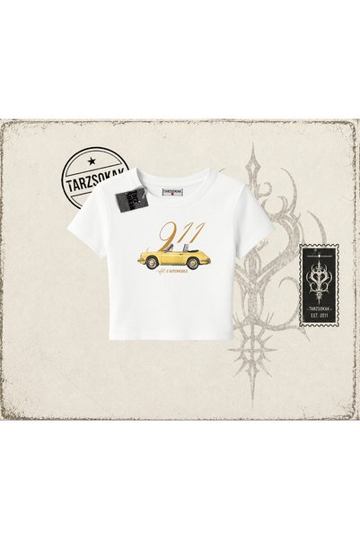 Tarzsokak Unisex 911 Art and Automobile ženska dječja majica bela