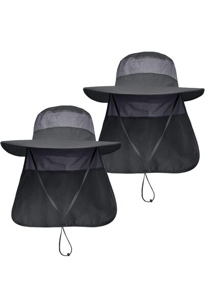STARSTAR Two-piece sun hat set with wide brim, UV protection, and a flap clos...